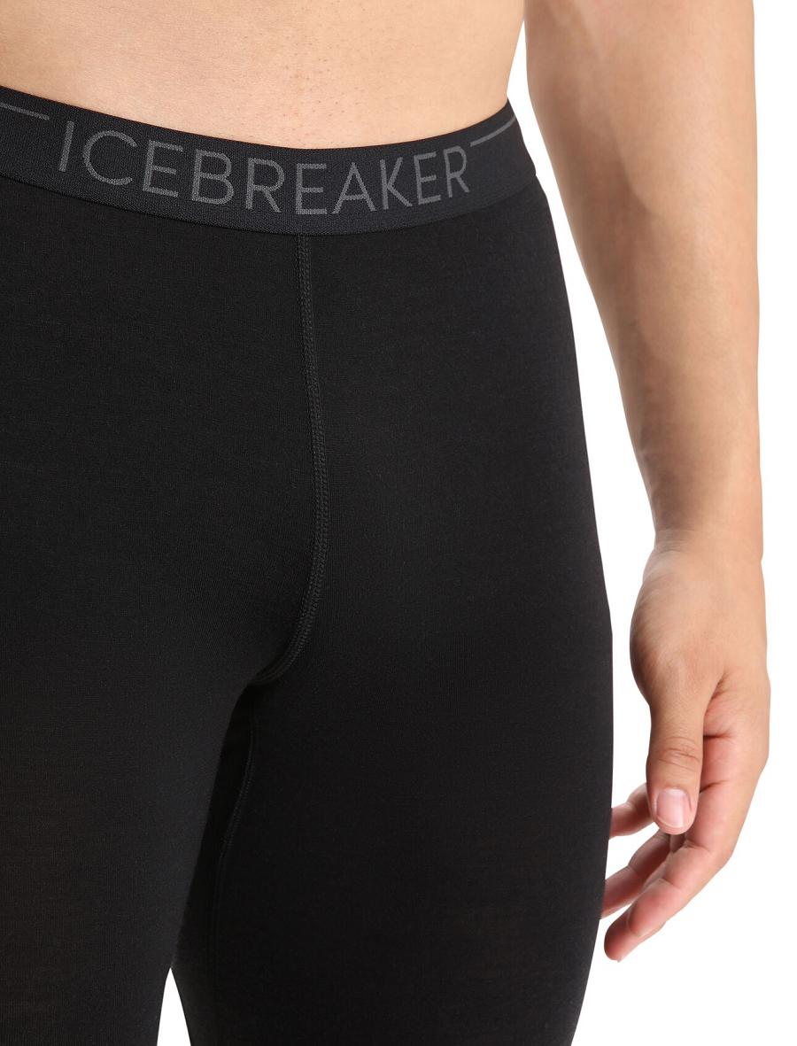 Black Men's Icebreaker BodyfitZone™ Merino 150 Zone Thermal Leggings | USA 1140ZUTG